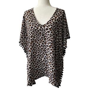 Xhiliration Animal Print  Swim Coverup Beach Top SZ M NWT